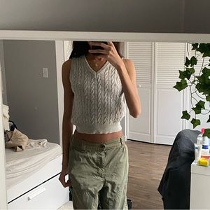 Brandy Melville Gray Cable Knit Sweater Vest